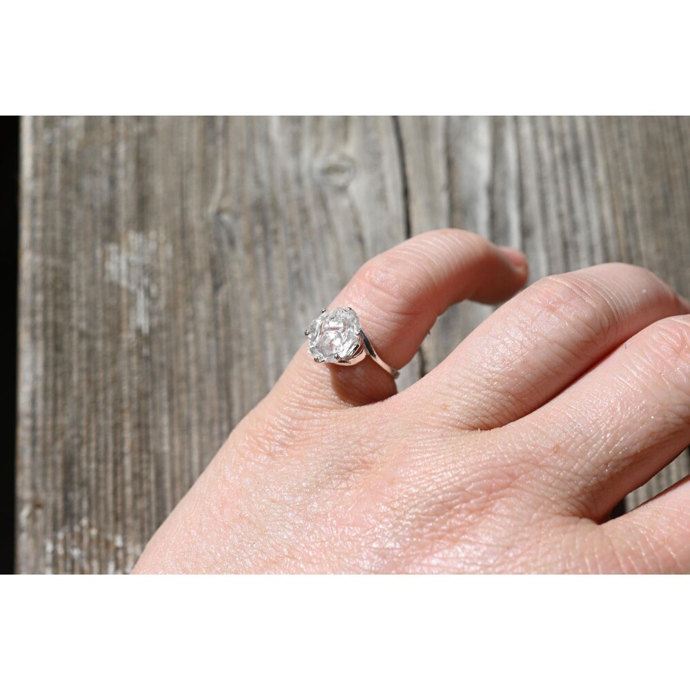 Engagement ring Sterling Silver Lake County Diamond Ring, Rough Raw Diamond , Un - Picture 5 of 5